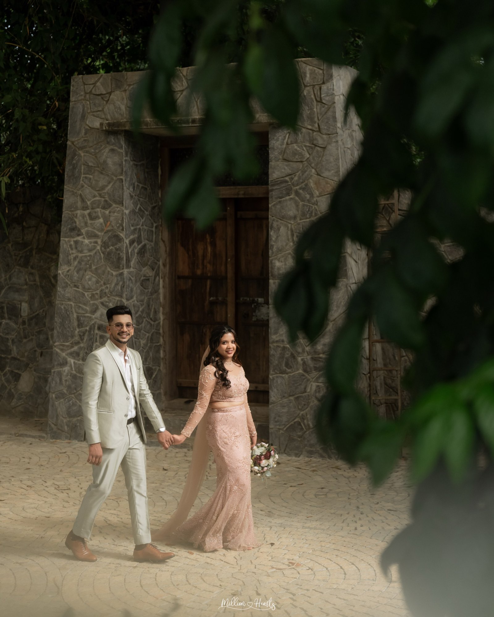 A bride smiling joyfully at her partner